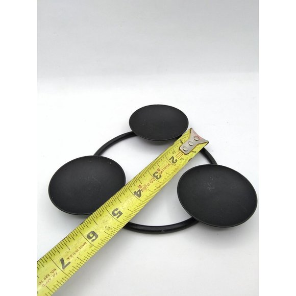 Vtg MCM Danish black Metal Set 3 Round Graduated sizes Circular Candle Holders - Picture 11 of 12